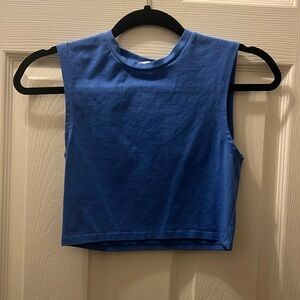 Blue Zara high neck crop top